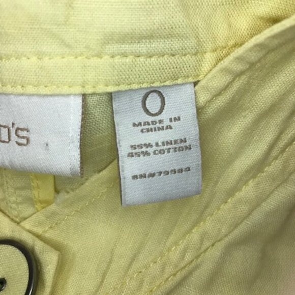Chicos Women's Blazer/Jacket Pale Yellow Linen Lightweight Big Button Size Small - Picture 7 of 11